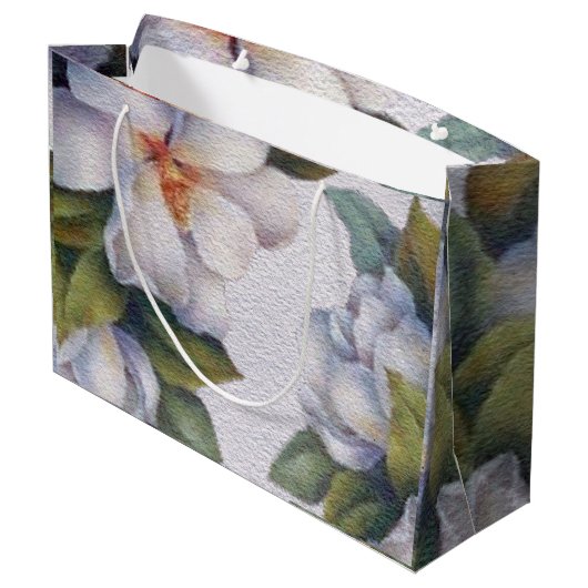 Grand Sac Cadeau Elégante aquarelle blanc Magnolia Flower (Dos Angle)