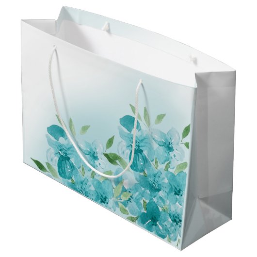 Grand Sac Cadeau Elégante aquarelle bleu bleu foncé Fleurs de champ (Dos Angle)