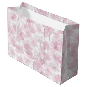 Grand Sac Cadeau Elégante aquarelle en fleur de cerisier peinte à l
