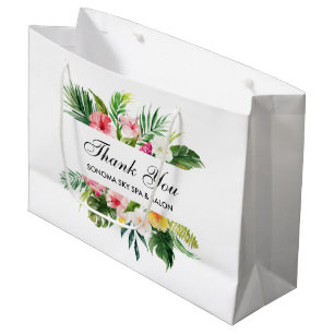 Grand Sac Cadeau Elégante aquarelle Merci floral tropical