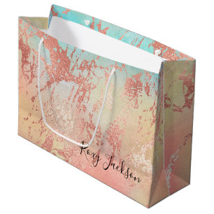 Grand Sac Cadeau Elégante couleur or rose chick moderne couleur or