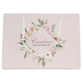 Grand Sac Cadeau Élégante fête de mariée florale rose (Devant)
