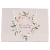 Grand Sac Cadeau Élégante fête de mariée florale rose (Dos)