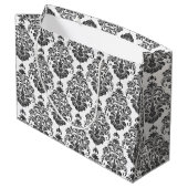 Grand Sac Cadeau élégante fête noire blanche Damask (Dos Angle)