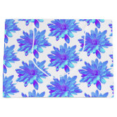 Grand Sac Cadeau Élégante fleur florale violette bleu (Devant)