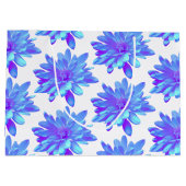 Grand Sac Cadeau Élégante fleur florale violette bleu (Dos)