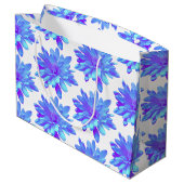 Grand Sac Cadeau Élégante fleur florale violette bleu (Dos Angle)