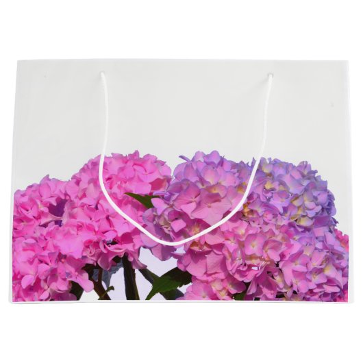 Grand Sac Cadeau Elégante florales violettes roses hydrangées (Devant)
