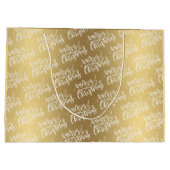 Grand Sac Cadeau Élégante Gold Merry Calligraphie de Noël avec nom (Dos)