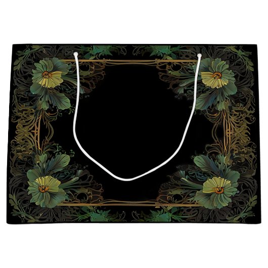 Grand Sac Cadeau Élégante moody victorienne vert foncé botanique (Devant)