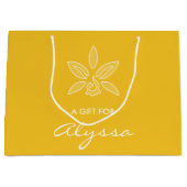 Grand Sac Cadeau Elégante Orchidée Simple Fleur Jaune Riche Avec No (Devant)
