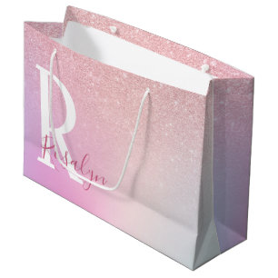 Grand Sac Cadeau Élégante parties scintillant d'or rose cinglé m