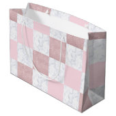 Grand Sac Cadeau Elégante parties scintillant en marbre blanc et or (Dos Angle)