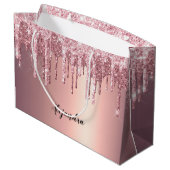 Grand Sac Cadeau Elégante parties scintillant en or rose en cuivre (Dos Angle)