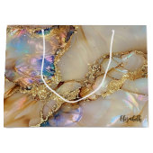 Grand Sac Cadeau Elégante Parties scintillant or élégant Marbre col (Devant)