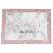 Grand Sac Cadeau Elégante parties scintillant rose or baby shower e (Devant)