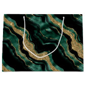 Grand Sac Cadeau Elégante Parties scintillant verte et or Agate Ann (Devant)