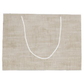 Grand Sac Cadeau Élégante texture de lin beige (Dos)