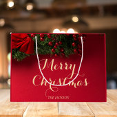 Grand Sac Cadeau Élégante typographie de script Noël