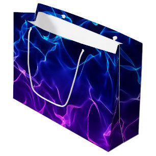 Grand Sac Cadeau Élégante vague Abstraite -bleu et violet-