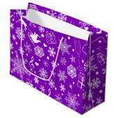 Grand Sac Cadeau Éléments de thème de Noël blanc moderne (Devant Angle)