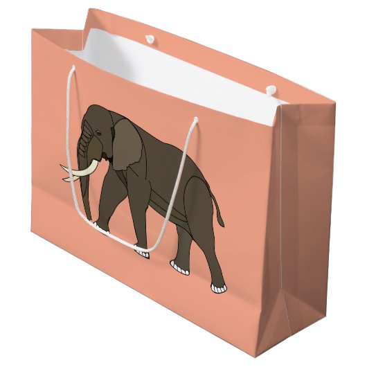 Grand Sac Cadeau Éléphant Animal (Devant Angle)