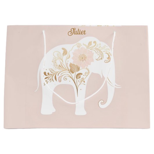 Grand Sac Cadeau éléphant blanc géant (Devant)