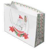 Grand Sac Cadeau Eléphant blanc mignon | Noël (Dos Angle)