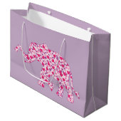 Grand Sac Cadeau Eléphant composé de petits coeurs roses (Devant Angle)