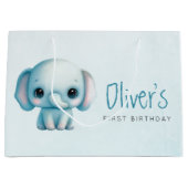 Grand Sac Cadeau Elephant garçon 1er anniversaire (Devant)