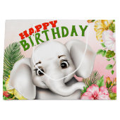 Grand Sac Cadeau Elephant Jungle Safari Anniversaire (Devant)