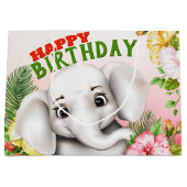 Grand Sac Cadeau Elephant Jungle Safari Fille Anniversaire (Devant)