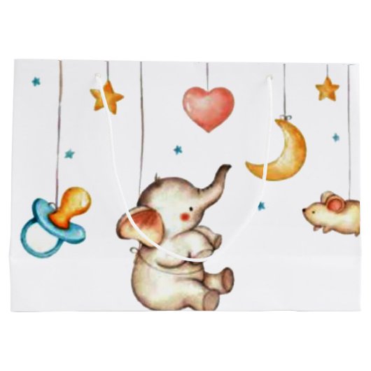 Grand Sac Cadeau Eléphant mignon (Dos)