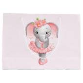 Grand Sac Cadeau Eléphant rose et gris mou Ballerina (Dos)