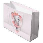 Grand Sac Cadeau Eléphant rose et gris mou Ballerina (Devant Angle)