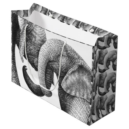 Grand Sac Cadeau Éléphants africains (Devant Angle)