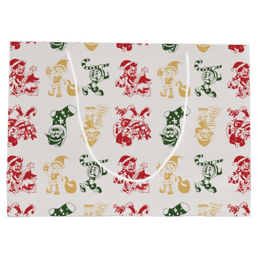 Grand Sac Cadeau Elfes Sucre de canne Stockage Arbre de Noël Motif (Dos)