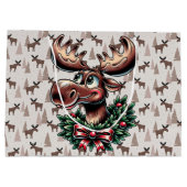 Grand Sac Cadeau Elk En Hiver (Dos)