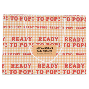 Grand Sac Cadeau Elle est prête à éclater Baby Shower Rétro Gingham