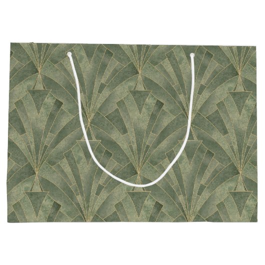 Grand Sac Cadeau Emerald Green et Gold Art déco Motif (Dos)