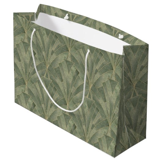Grand Sac Cadeau Emerald Green et Gold Art déco Motif (Dos Angle)