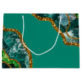 Grand Sac Cadeau Emerald Green & Gold Agate Parties scintillant (Devant)
