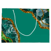 Grand Sac Cadeau Emerald Green & Gold Agate Parties scintillant (Dos)