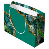 Grand Sac Cadeau Emerald Green & Gold Agate Parties scintillant (Dos Angle)