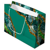 Grand Sac Cadeau Emerald Green & Gold Agate Parties scintillant (Devant Angle)