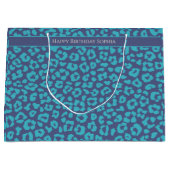 Grand Sac Cadeau Empreinte de léopard bleu (Devant)