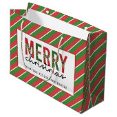 Grand Sac Cadeau Empreinte de léopard de Noël moderne Red Green Str (Devant Angle)