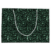 Grand Sac Cadeau Empreinte de léopard Emerald Green devis personnal (Dos)