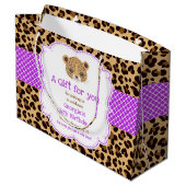 Grand Sac Cadeau Empreinte de léopard Merci Quatrefoil violet (Dos Angle)