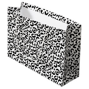 Grand Sac Cadeau Empreinte de léopard noir blanc